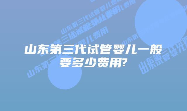 山东第三代试管婴儿一般要多少费用?
