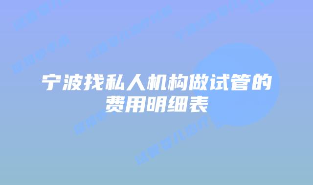 宁波找私人机构做试管的费用明细表