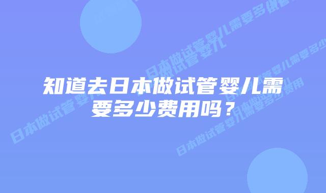 知道去日本做试管婴儿需要多少费用吗？