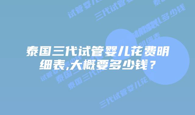 泰国三代试管婴儿花费明细表,大概要多少钱？