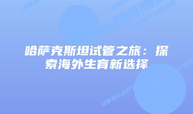哈萨克斯坦试管之旅：探索海外生育新选择