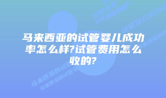 马来西亚的试管婴儿成功率怎么样?试管费用怎么收的?