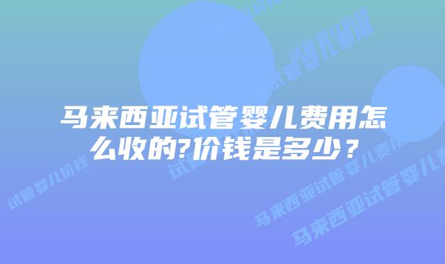 马来西亚试管婴儿费用怎么收的?价钱是多少？