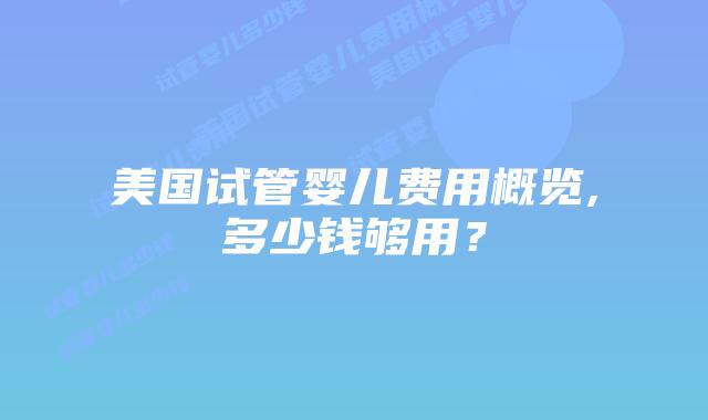 美国试管婴儿费用概览,多少钱够用?