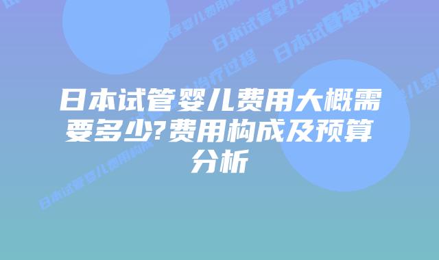 日本试管婴儿费用大概需要多少?费用构成及预算分析