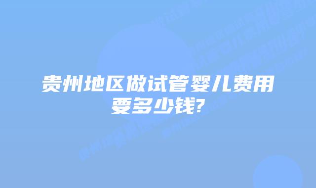 贵州地区做试管婴儿费用要多少钱?