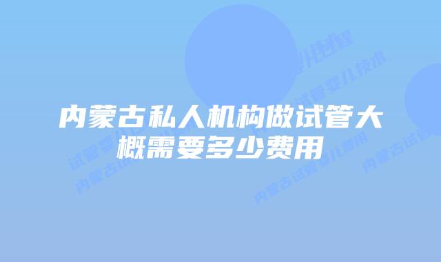 内蒙古私人机构做试管大概需要多少费用
