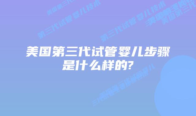 美国第三代试管婴儿步骤是什么样的?