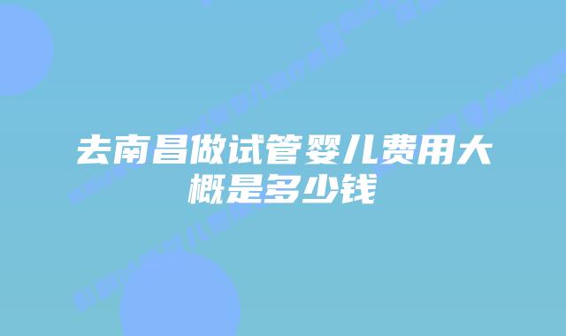 去南昌做试管婴儿费用大概是多少钱