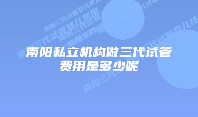 南阳私立机构做三代试管费用是多少呢