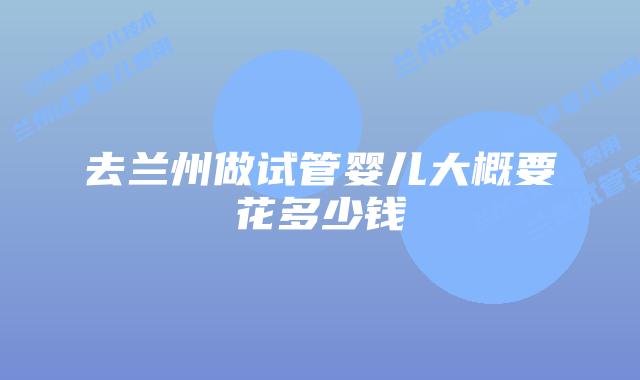 去兰州做试管婴儿大概要花多少钱