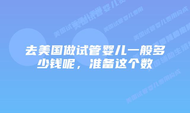 去美国做试管婴儿一般多少钱呢,准备这个数