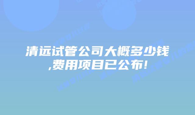 清远试管公司大概多少钱,费用项目已公布!
