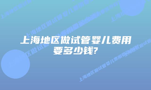 上海地区做试管婴儿费用要多少钱?