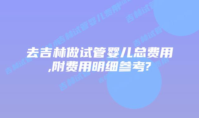 去吉林做试管婴儿总费用,附费用明细参考?