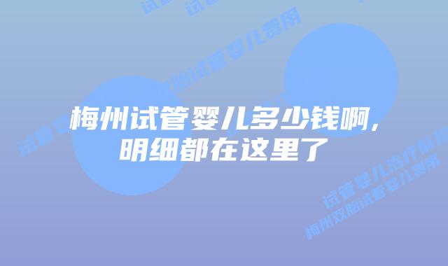 梅州试管婴儿多少钱啊,明细都在这里了
