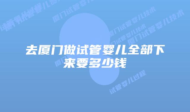 去厦门做试管婴儿全部下来要多少钱