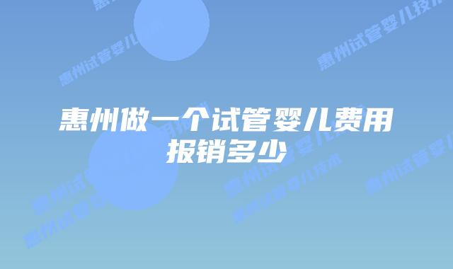 惠州做一个试管婴儿费用报销多少
