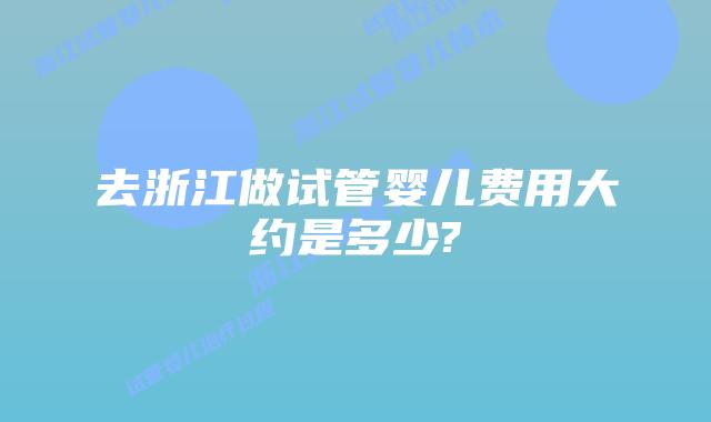去浙江做试管婴儿费用大约是多少?