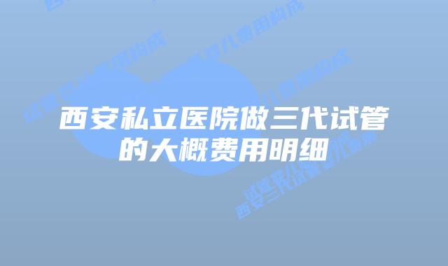 西安私立医院做三代试管的大概费用明细
