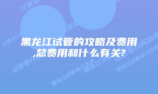 黑龙江试管的攻略及费用,总费用和什么有关?