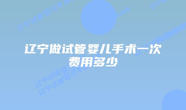 辽宁做试管婴儿手术一次费用多少