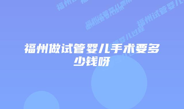 福州做试管婴儿手术要多少钱呀