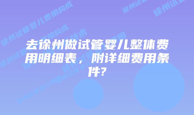 去徐州做试管婴儿整体费用明细表,附详细费用条件?