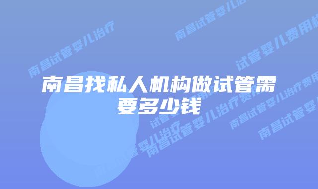 南昌找私人机构做试管需要多少钱