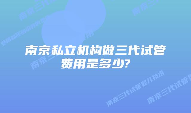南京私立机构做三代试管费用是多少?