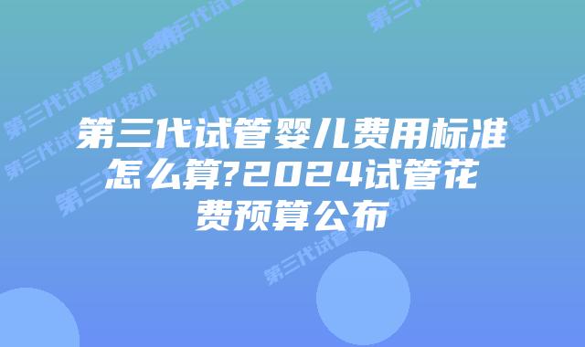 第三代试管婴儿费用标准怎么算?2024试管花费预算公布