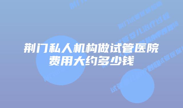 荆门私人机构做试管医院费用大约多少钱