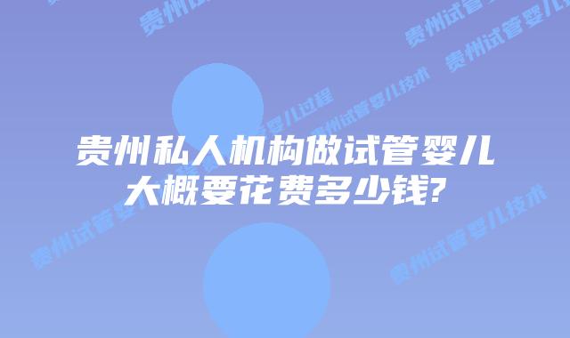 贵州私人机构做试管婴儿大概要花费多少钱?