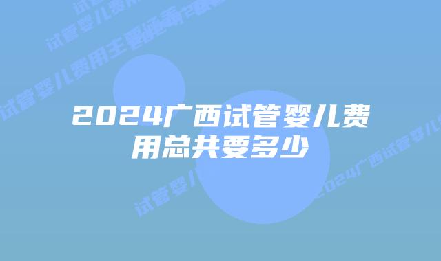 2024广西试管婴儿费用总共要多少