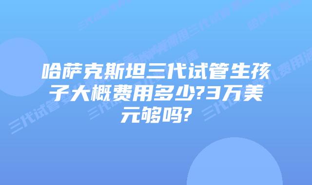 哈萨克斯坦三代试管生孩子大概费用多少?3万美元够吗?