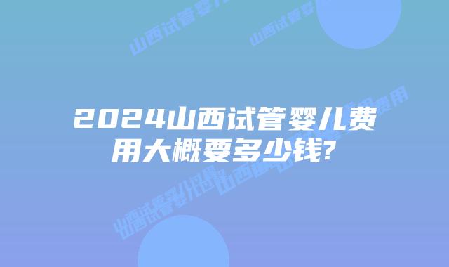 2024山西试管婴儿费用大概要多少钱?