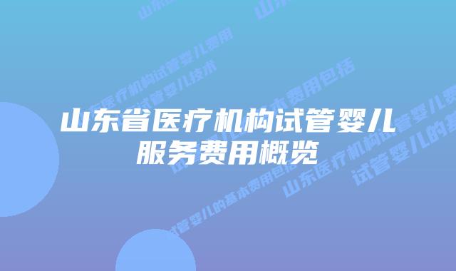 山东省医疗机构试管婴儿服务费用概览
