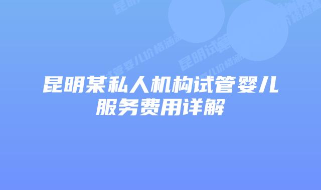 昆明某私人机构试管婴儿服务费用详解