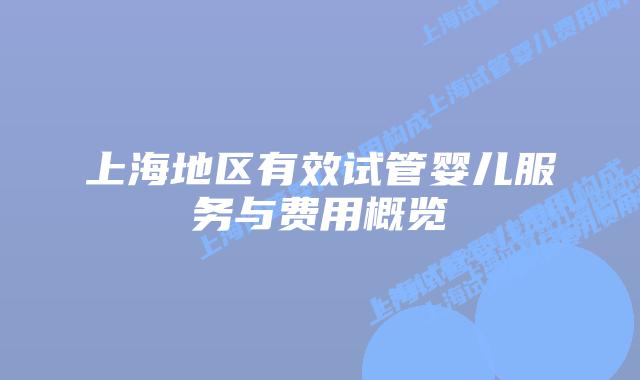 上海地区有效试管婴儿服务与费用概览
