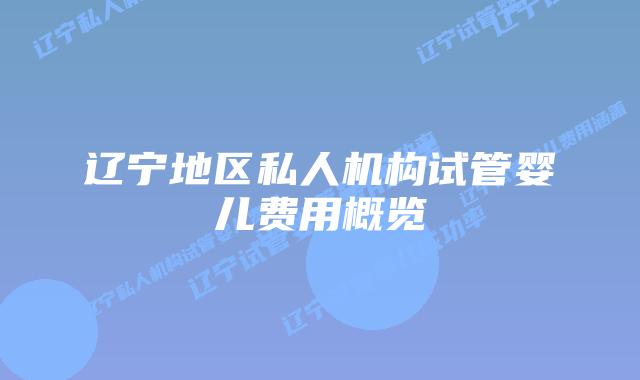 辽宁地区私人机构试管婴儿费用概览