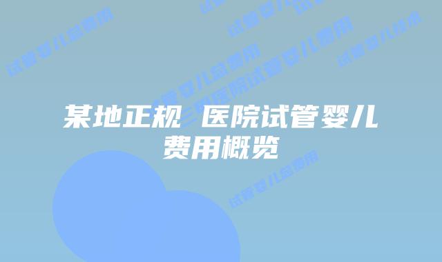 某地正规 医院试管婴儿费用概览