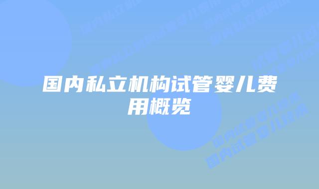 国内私立机构试管婴儿费用概览