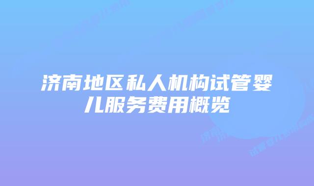 济南地区私人机构试管婴儿服务费用概览