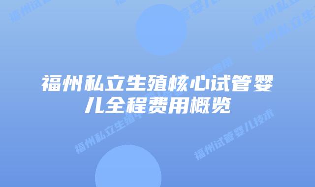 福州私立生殖核心试管婴儿全程费用概览