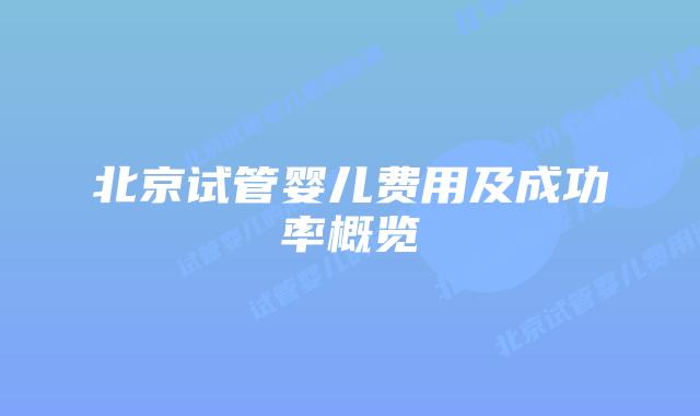 北京试管婴儿费用及成功率概览
