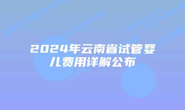 2024年云南省试管婴儿费用详解公布