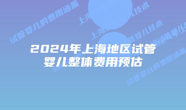 2024年上海地区试管婴儿整体费用预估