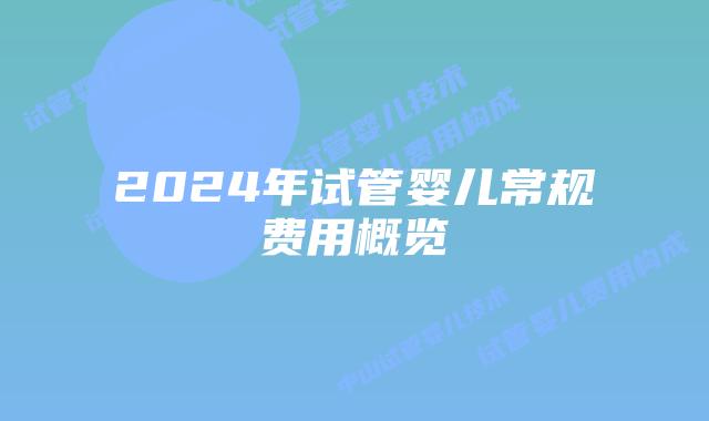 2024年试管婴儿常规费用概览