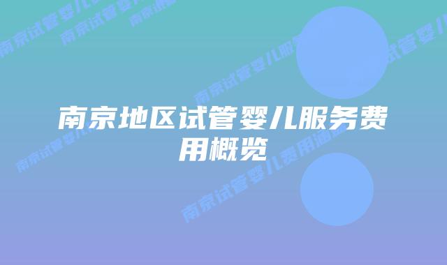 南京地区试管婴儿服务费用概览