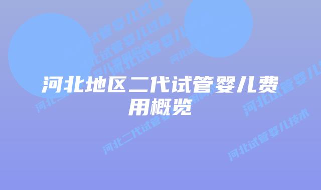 河北地区二代试管婴儿费用概览